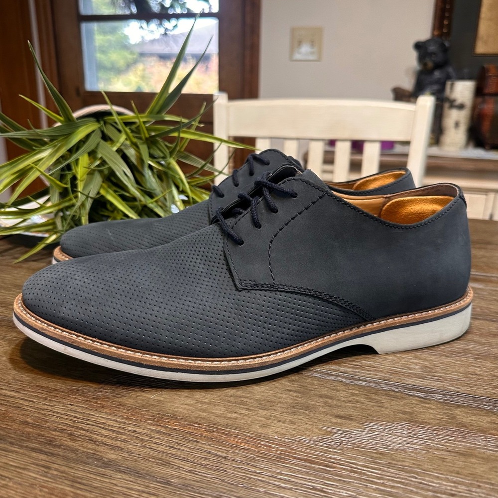 Clarks Atticus Perforated Gray Suede Leather Dress Shoes Mens‎ 10.5 US 45 EU - Picture 6 of 11